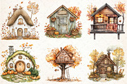 Autumn Houses Clipart, an Illustration by Libby Wishes (Thumbnail 2 of 7)