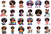 Black Girl Afro Kids Clipart Bundle, an Illustration by Sublimation Artist (Thumbnail 2 of 6)