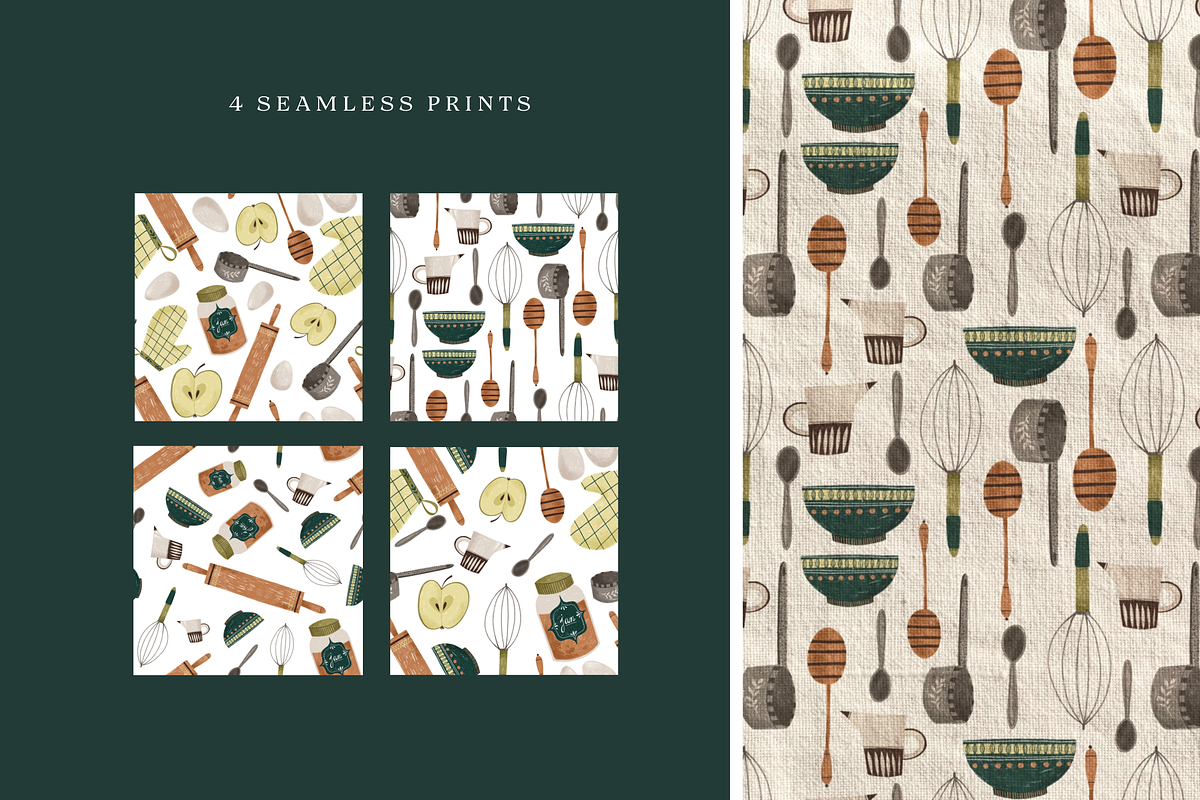 Bakers Kitchen Clipart & Patterns, a Food Illustration by Illustrations Lazarteva (Photo 3 of 6)