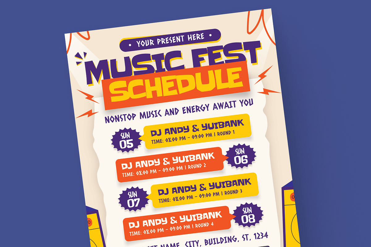 Music Fest Schedule Flyer, a Flyer Template by MMPixelCraft (Photo 3 of 4)