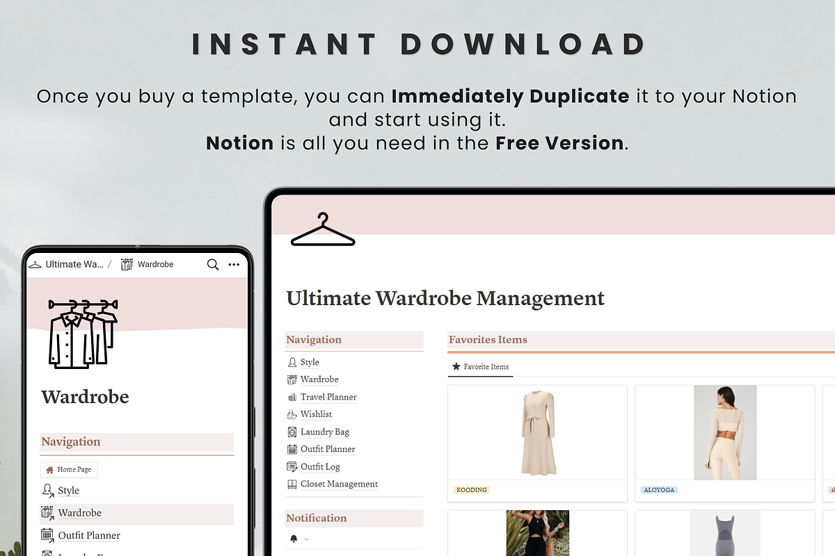Wardrobe Manager Notion Template, an App Template by MondaySpark (Photo 9 of 9)