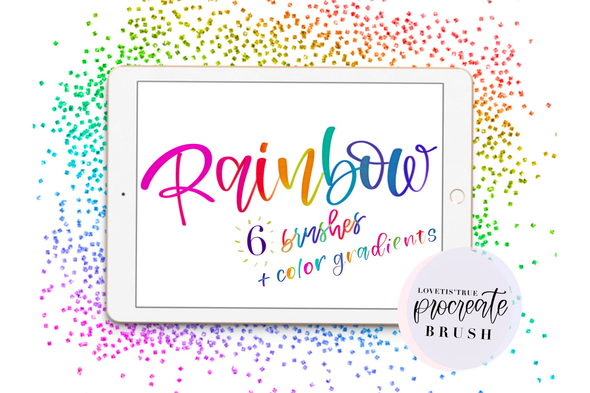 Rainbow Procreate Brushes Bundle, a Brush Add-On by lovetistrue (Photo 1 of 3)