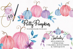 Pretty Pumpkins Watercolor Clipart