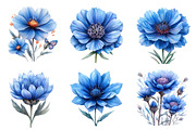 Blue Watercolor Cornflower Clipart, an Illustration by CreationArt (Thumbnail 3 of 5)