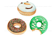 Watercolor Christmas donuts clipart, a Food Illustration by ArtfulStudio (Thumbnail 4 of 7)