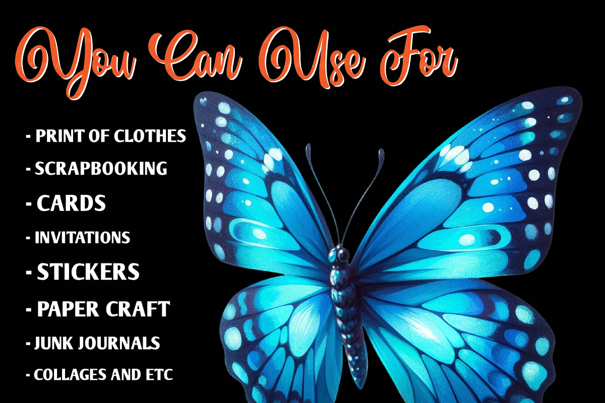 Blue Butterflies watercolor clipart, an Illustration by CreationArt (Photo 3 of 9)