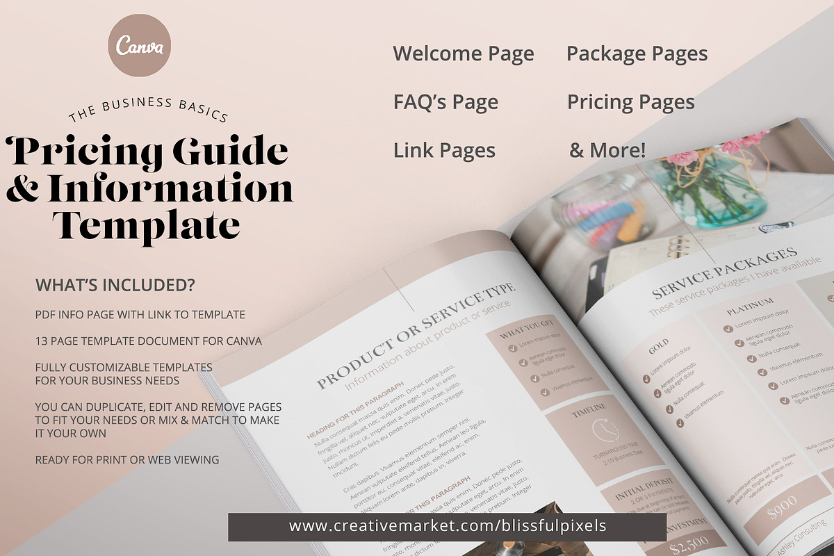 Pricing Guide & Info Template, a Brochure Template by Blissful Pixels (Photo 2 of 4)