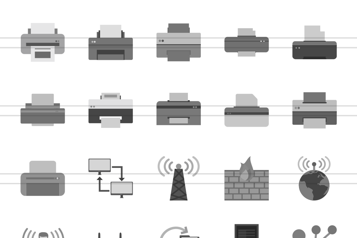 111 Networking & Printers Grey Icons, an Outline Icon by IconBunny