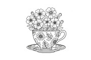 Floral Teacup Line Art Bundle, an Illustration by Gfx_Store (Thumbnail 18 of 51)
