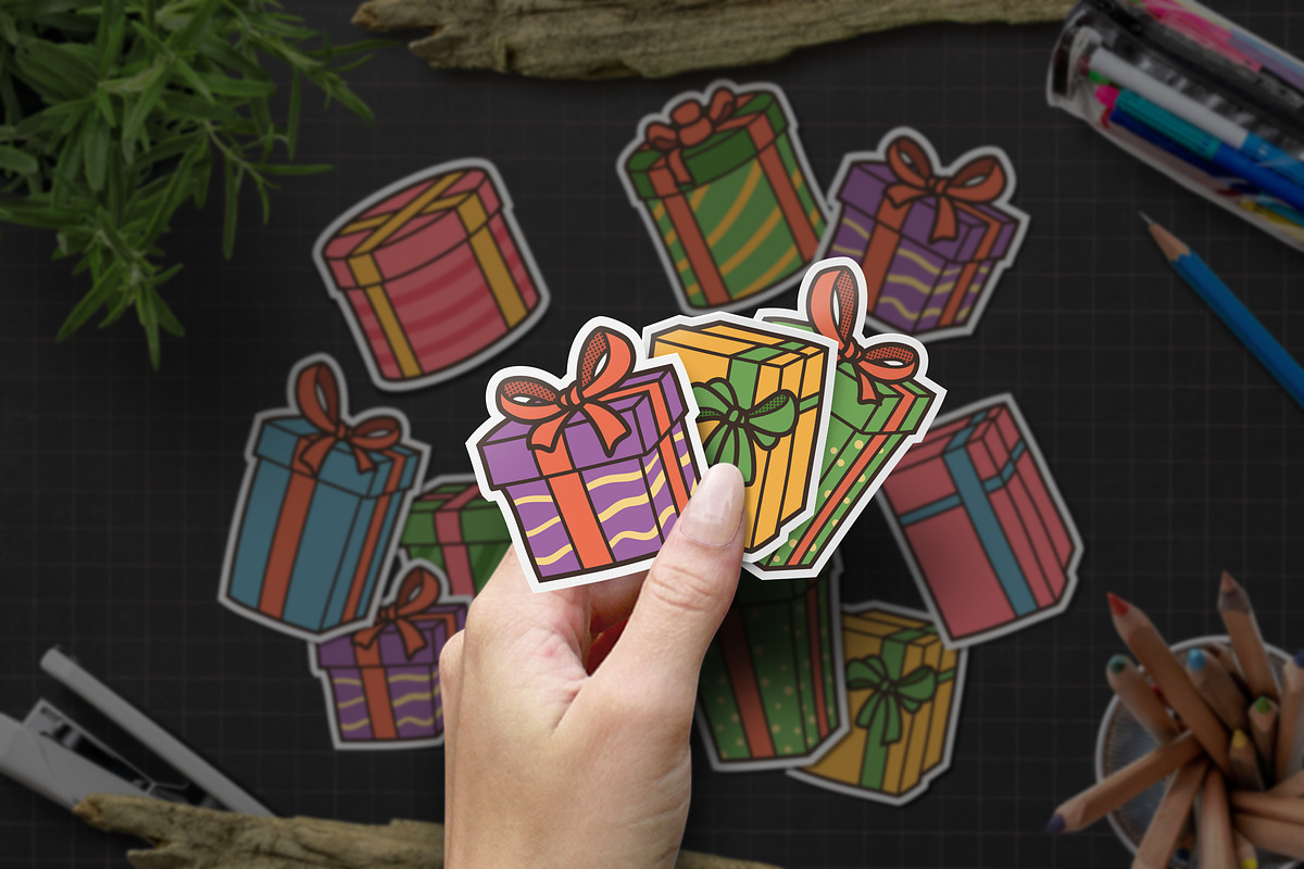 Set of gift box sticker design, a Graphic by Allmostudio (Photo 3 of 4)