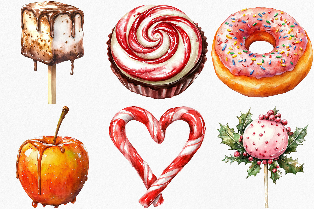 Watercolor Sweet Christmas Clipart, an Illustration by Canvas Craft (Photo 3 of 8)