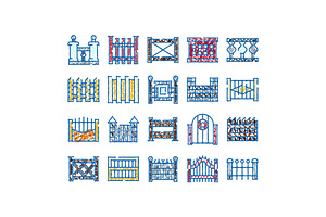 Collection of stylized fences and, an Object Graphic by pikepicture