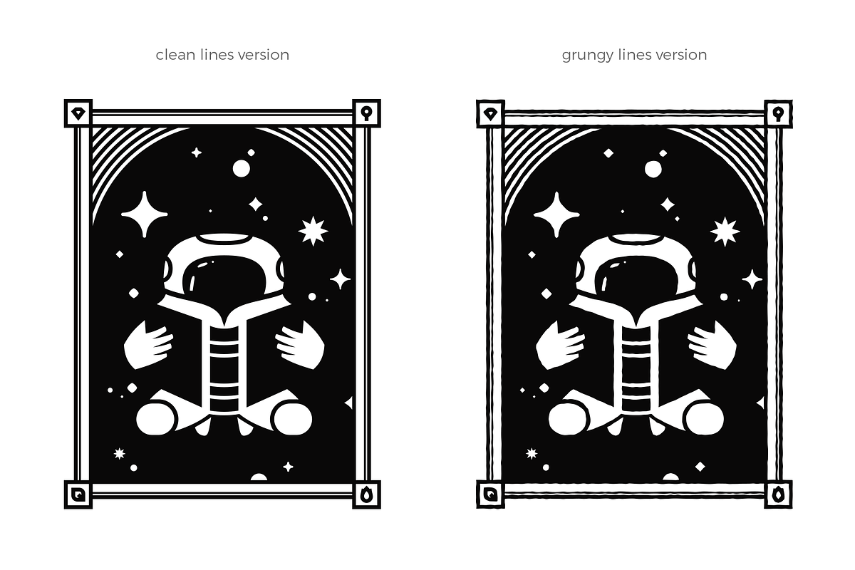 Ex Libris Bookplate with Astronaut, an Education Illustration by Tovarkovdesign (Photo 3 of 5)