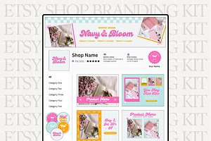 Pastel Retro Etsy Shop Kit