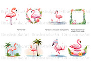 Flamingo Clipart, Pink Flamingo PNG, an Animal Illustration by BrushstrokeArtGB (Thumbnail 2 of 9)