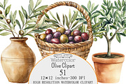 Watercolor Olive Clipart, a Seasonal Illustration by Design Market (Thumbnail 1 of 5)