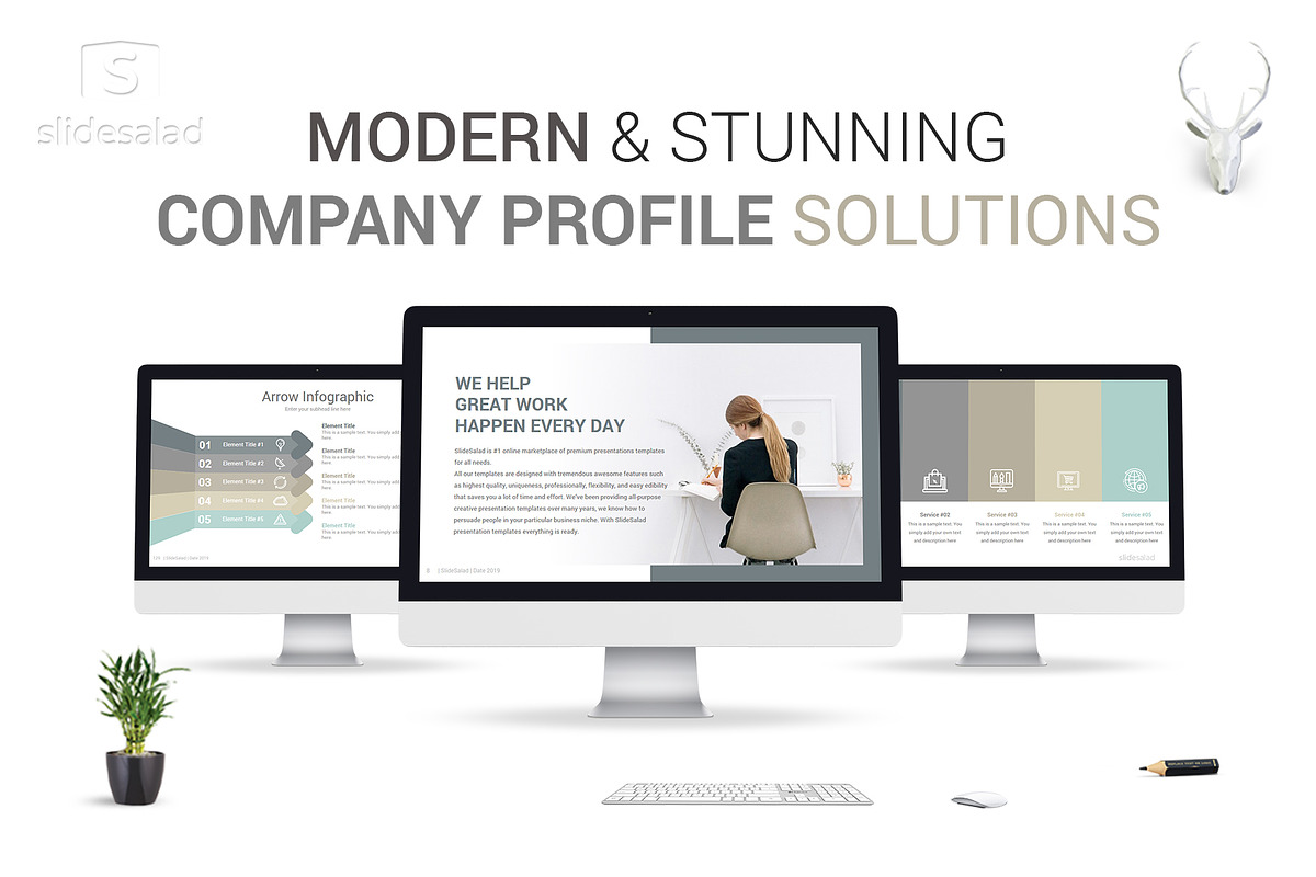 Modern Company Profile PowerPoint, a Presentation Template by SlideSalad (Photo 1 of 37)