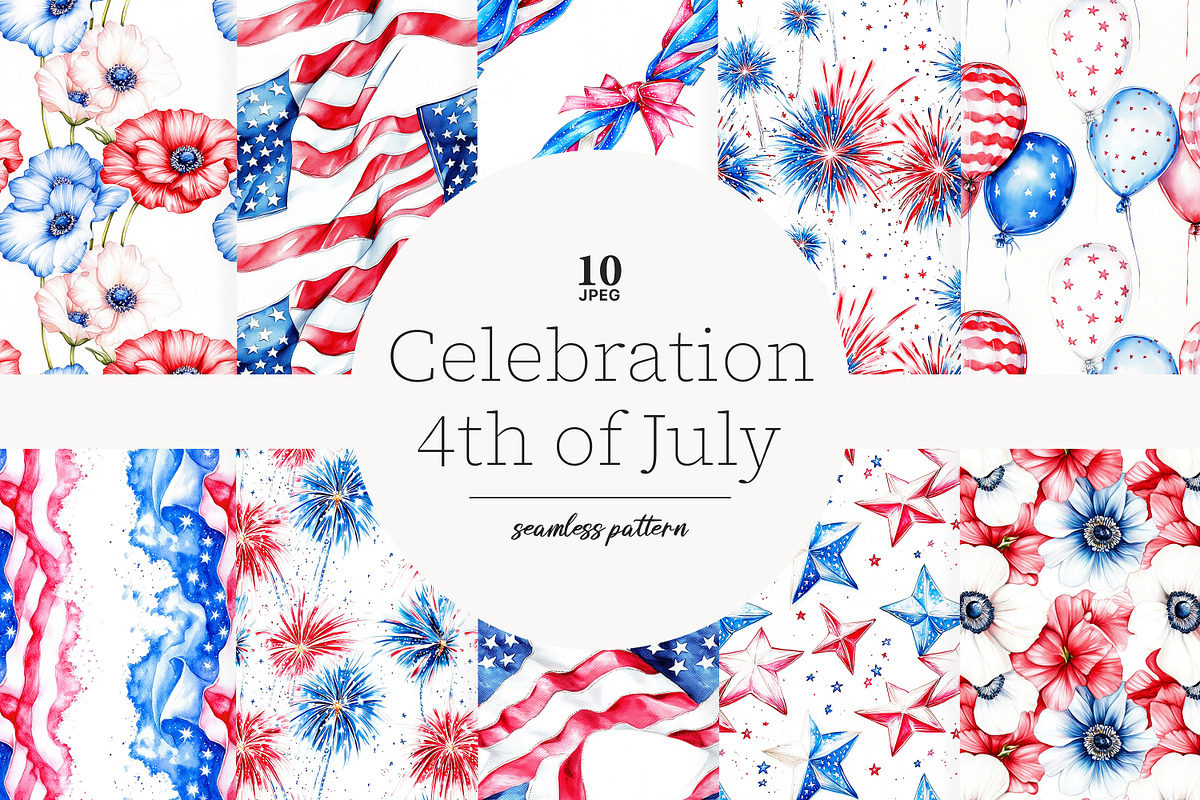 Patriotic Digital Paper 4th of July, a Pattern Graphic by GlamArtZhanna (Photo 1 of 4)