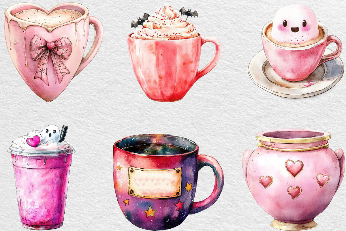 Pink Coquette Halloween Coffee, an Illustration by Black Bird Studio (Photo 3 of 6)