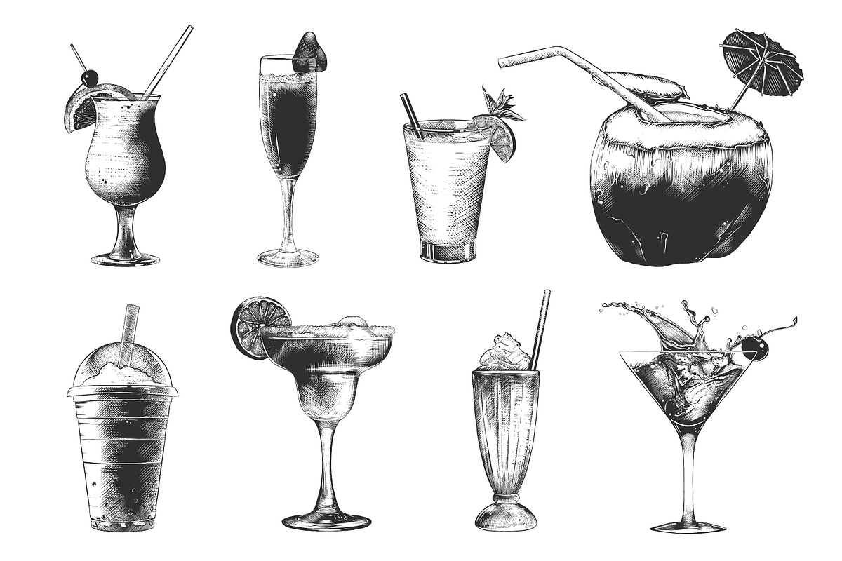 Hand drawn cocktails collection, a Food Illustration by Akimo Mia (Photo 3 of 5)