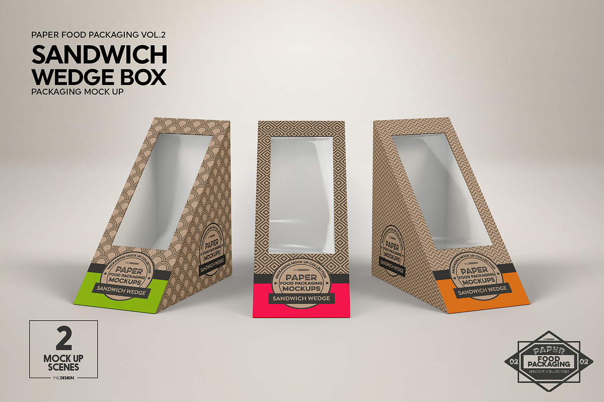 Sandwich Wedge Box Packaging Mockup, a Cups & Container Mockup by INCDesign (Photo 9 of 10)
