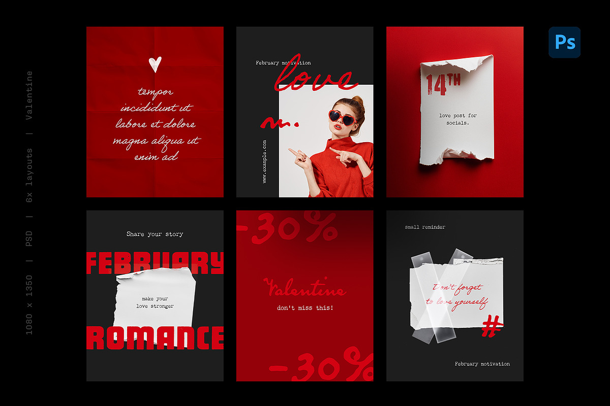 Red Paper Love – Social Media Posts, a Social Media Template by Filip Studio (Photo 3 of 6)