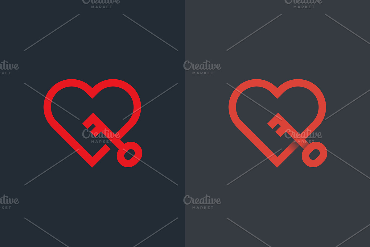 Vector logotype of heart with key, a Branding & Logo Template by Magda (Photo 2 of 3)
