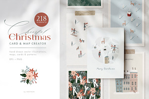Cheerful Christmas card, map creator