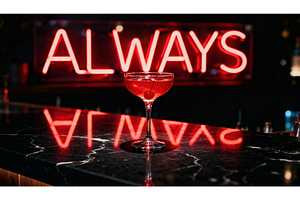 Cocktail glass with cherry on marble, a Food & Drink Photo by tilialucida