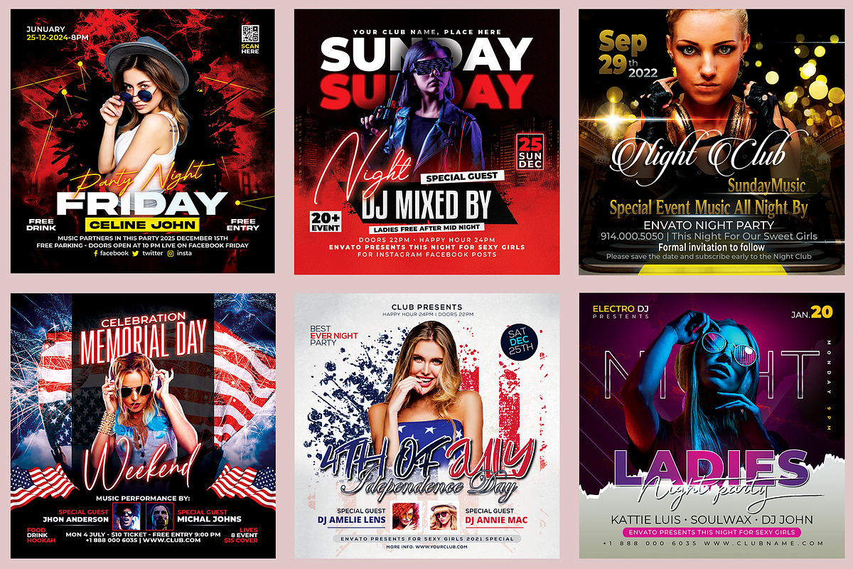 150 Night Club Flyer Bundle, a Flyer Template by AfzaalGraphics (Photo 12 of 27)
