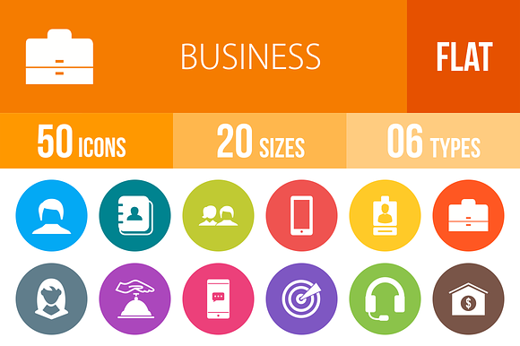 50 Business Flat Round Icons preview 4
