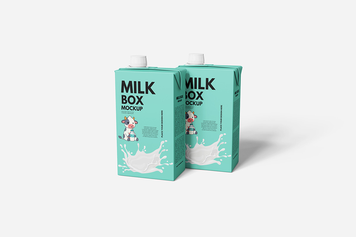 Milk Box Mockup, a Packaging Mockup by Indah (Photo 5 of 6)