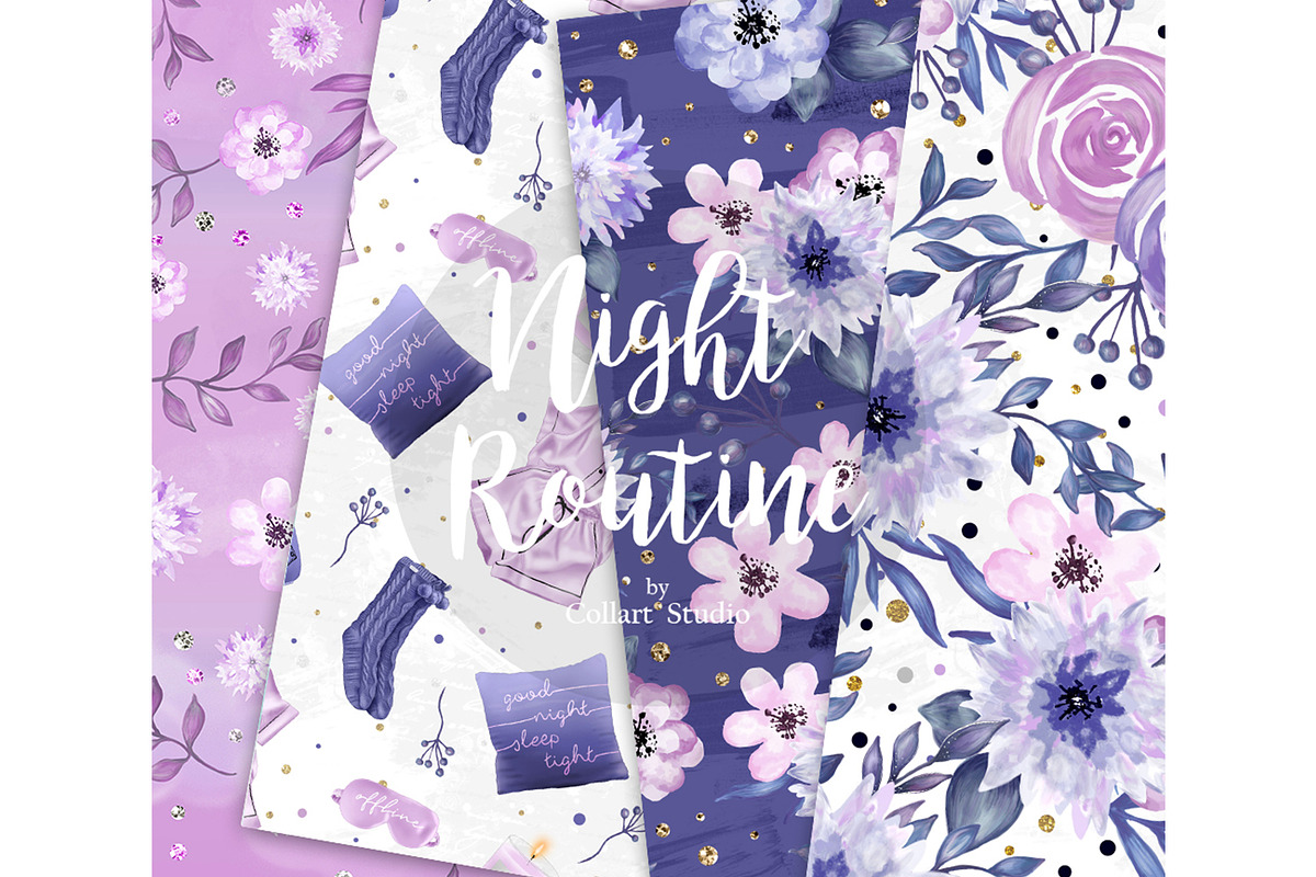 Bedtime digital paper, nightime, a Pattern Graphic by Collart Studio (Photo 4 of 7)