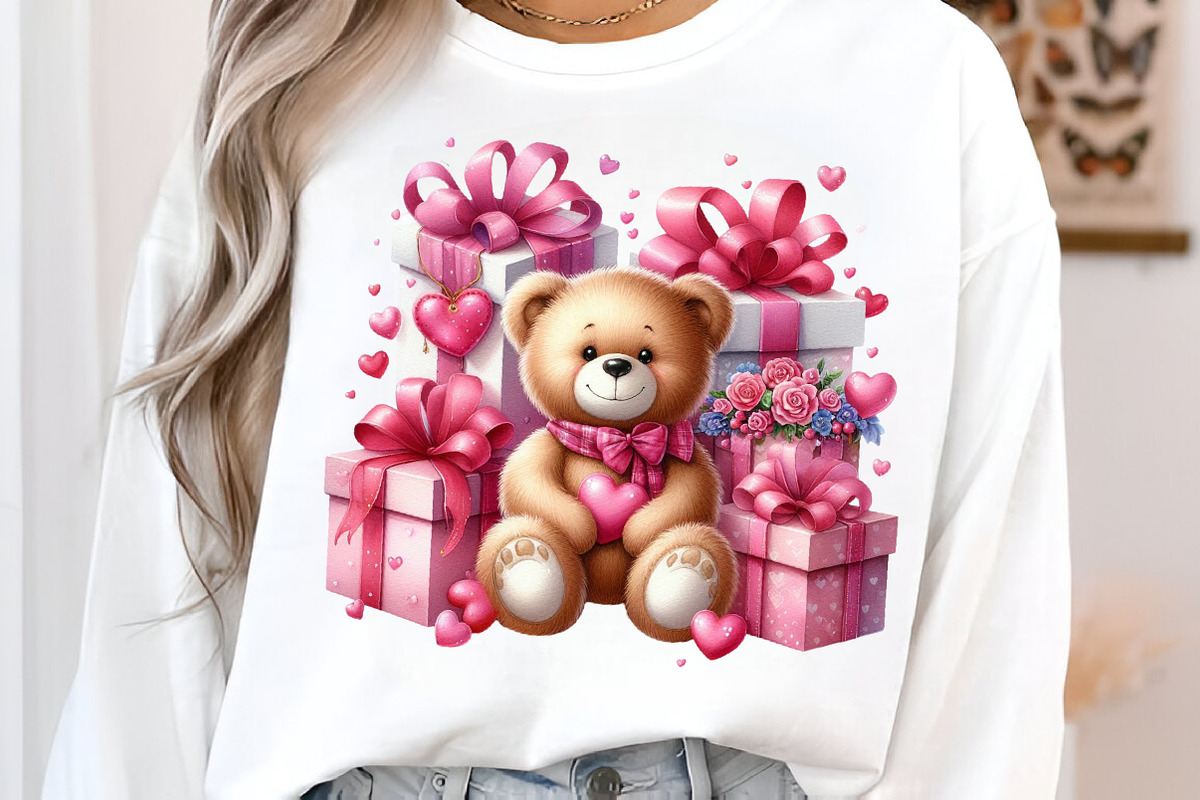 Watercolor Valentines Teddy Bear PNG, an Illustration by SinaCreation (Photo 5 of 11)