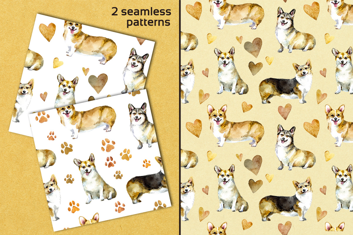 Happy corgi Watrcolor set, an Animal Illustration by Green_leaf_17 (Photo 3 of 3)