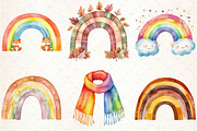Watercolor Rainbow Autumn Clipart, an Illustration by Libby Wishes (Thumbnail 2 of 7)