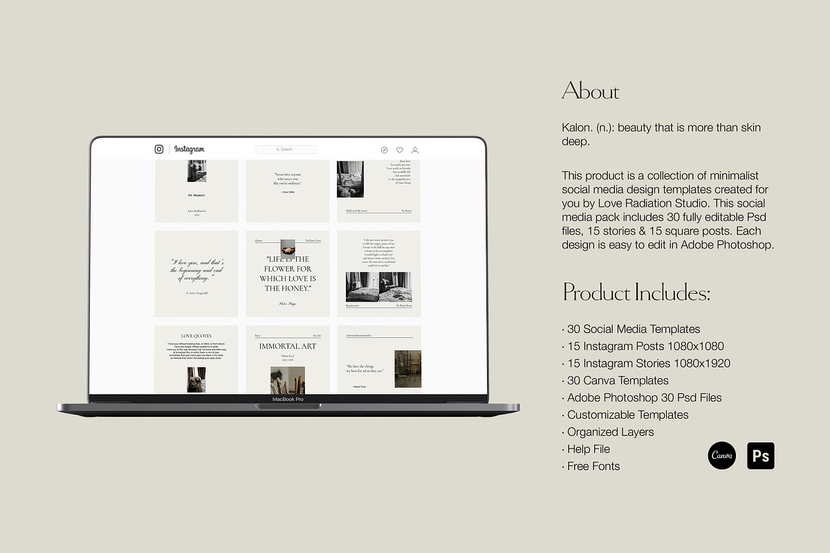 CANVA PS Instagram Templates Posts, a Social Media Template by Love Radiation Studio (Photo 3 of 16)