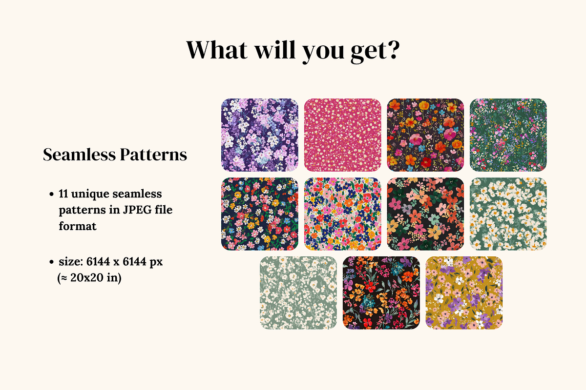 Bold Ditsy Floral Seamless Patterns, a Pattern Graphic by Ninterints (Photo 2 of 17)