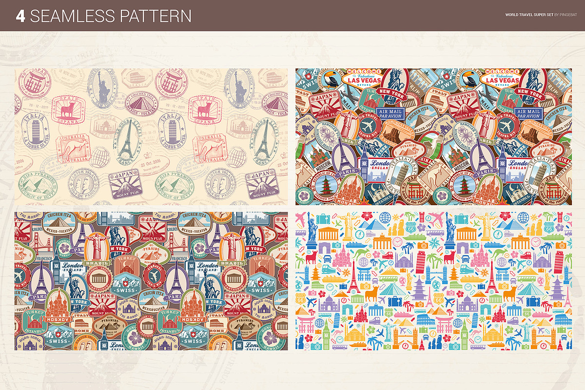 World Travel Super Set, a Texture Illustration by Pingebat (Photo 9 of 16)