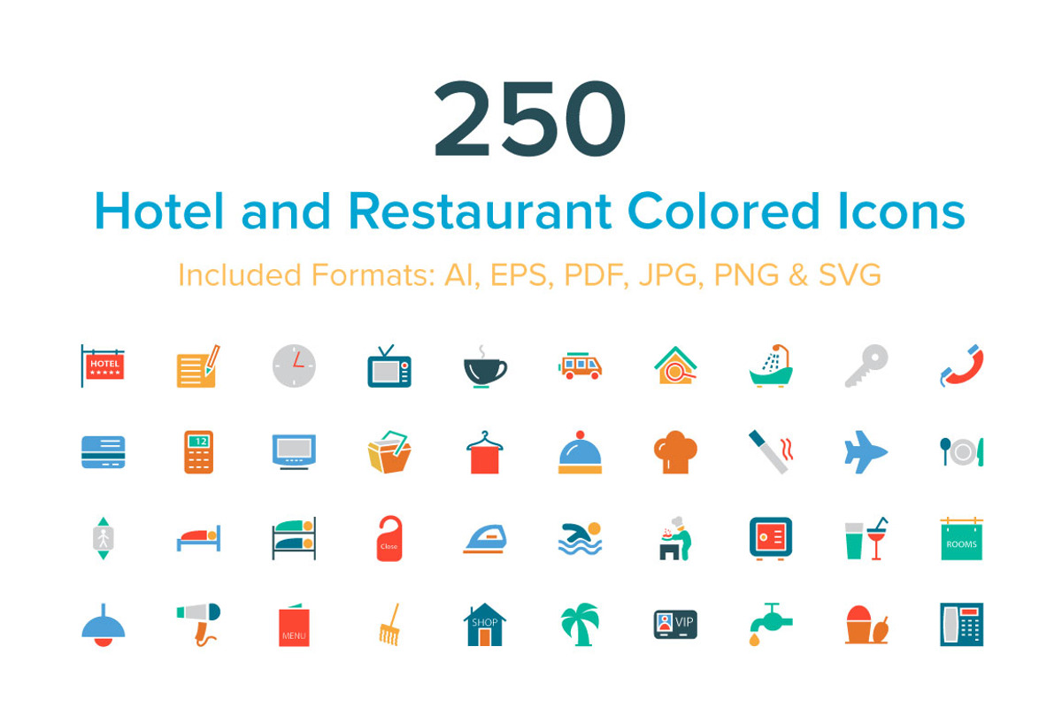 Hotel and Restaurant Colored Icons, a Solid Icon by Creative Stall (Photo 1 of 4)
