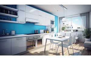 design kitchen 3d ai generated, an Architecture Photo by pikepicture