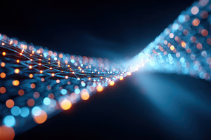 Flowing digital network wave, a Wallpaper Photo by AlyaAnd