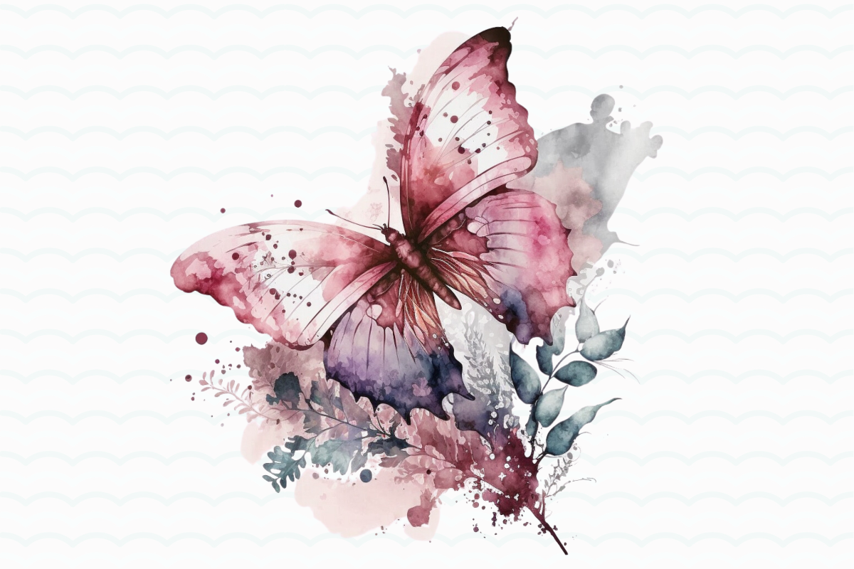 Pink Flowers Butterfly Watercolor, a Graphic by SindyPrintDesign (Photo 3 of 5)