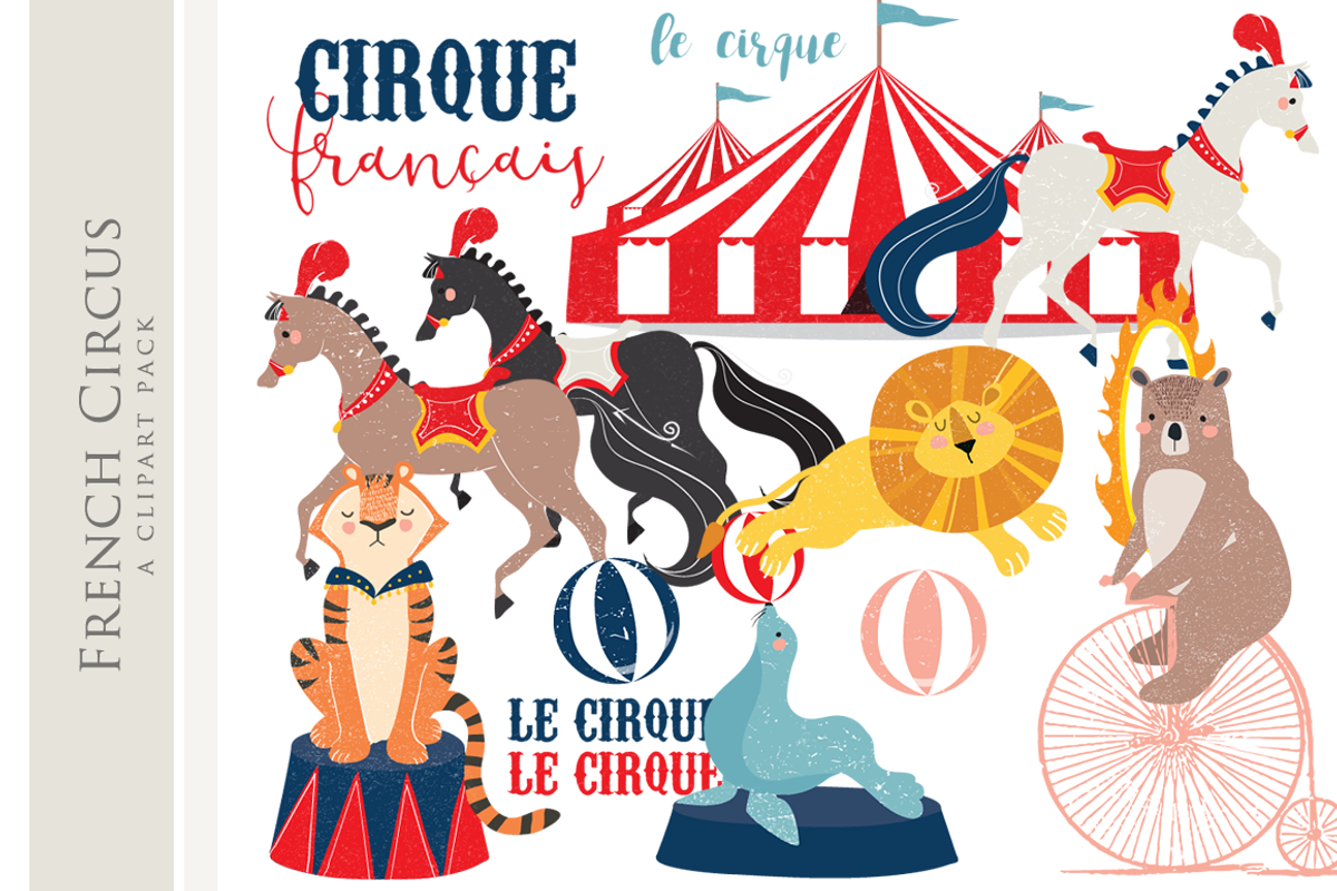 Circus clip art lion bear clipart, an Animal Illustration by WinchesterLambourne