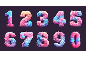 fluffy colored numbers set. pink, an Illustration by Stock-Smart-Start
