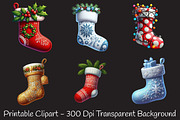 Christmas Stockings Watercolor Bundl, an Illustration by RobertsArt (Thumbnail 5 of 7)