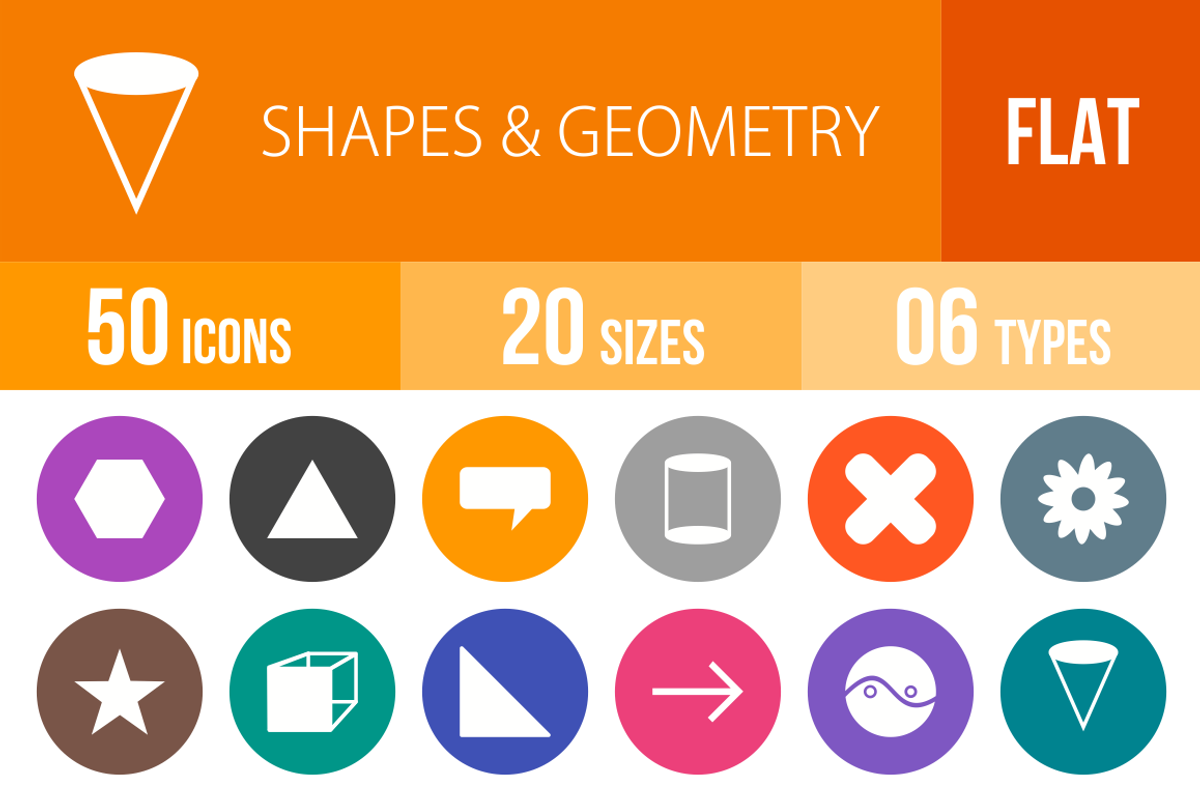 50 Shapes&Geometry Flat Round Icons, an Outline Icon by IconBunny (Photo 1 of 3)