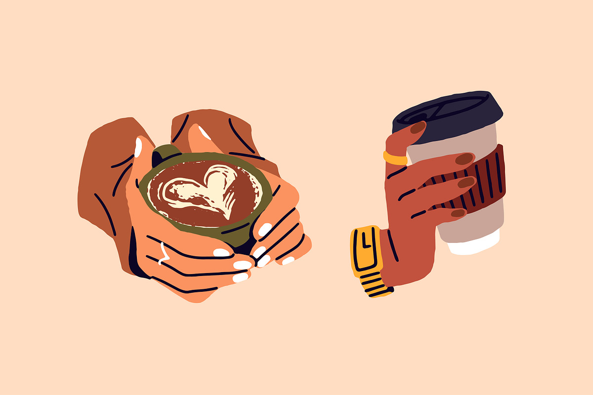 Hands with drinks set + posters, a Food Illustration by PaperTrident (Photo 6 of 10)