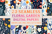 20 Seamless Floral Garden Patterns, a Pattern Graphic by Nordic Design (Thumbnail 1 of 9)