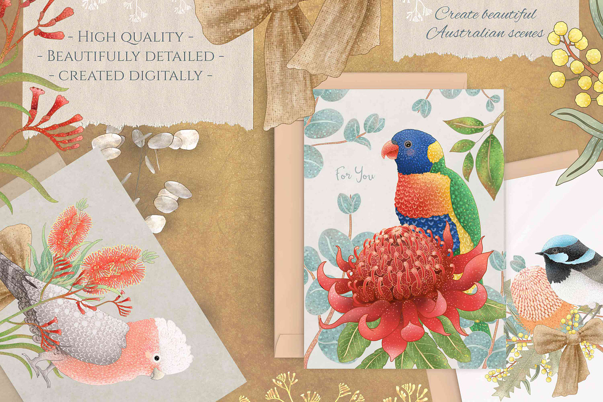 Australian Birds & Flowers, an Animal Illustration by Jen Digital Art (Photo 5 of 7)